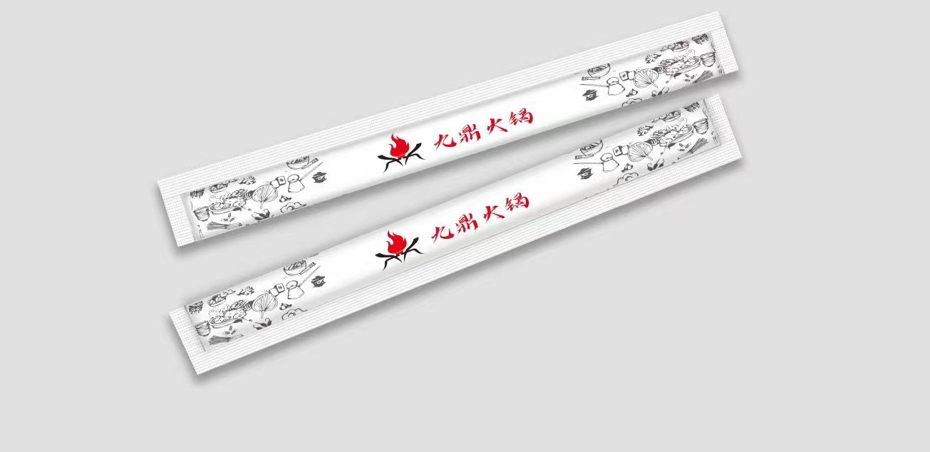Twines Paper Finished Seal Disposable Bamboo Chopsticks Full Page Printing 23cm