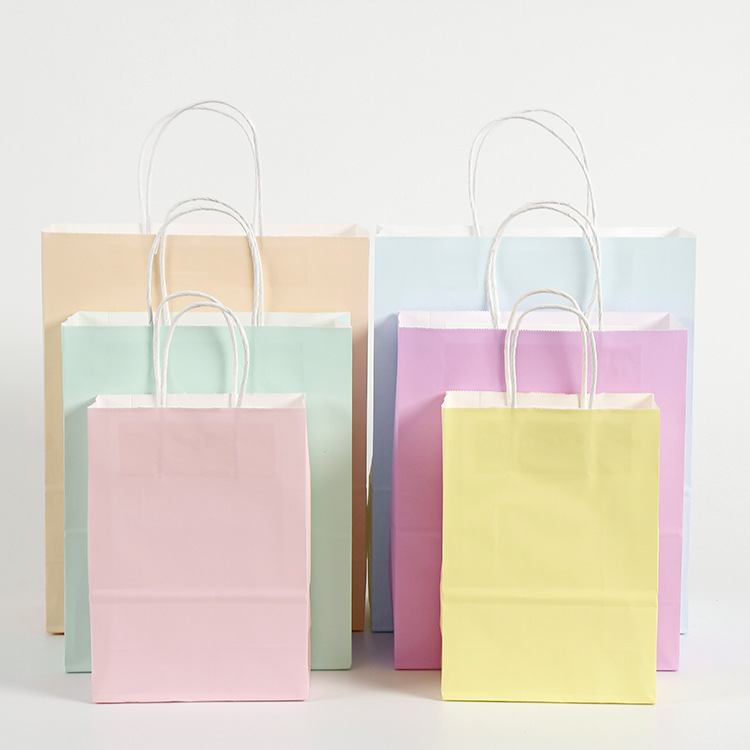 Holographic Paper Bulk Paper Shopping Bags For Snack Packaging Brown Kraft Paper