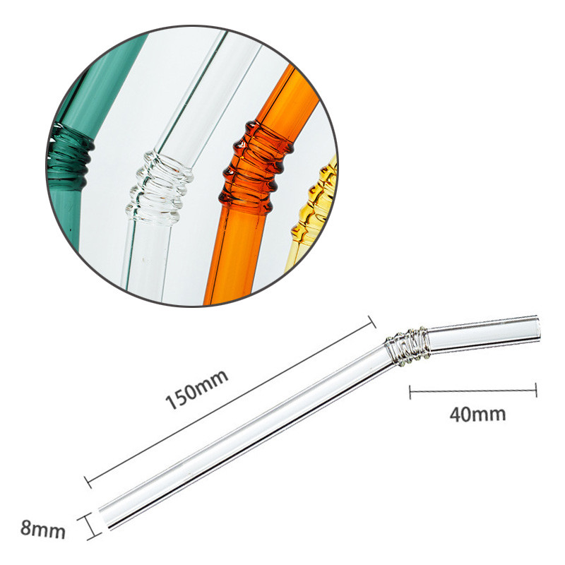 Curved Reusable Borosilicate Bent Glass Straws