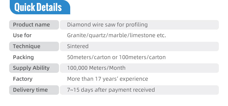 7.3 8.3mm Diamond Wire Saw for Granite Marble Block Squaring and Profiling Guaranteed