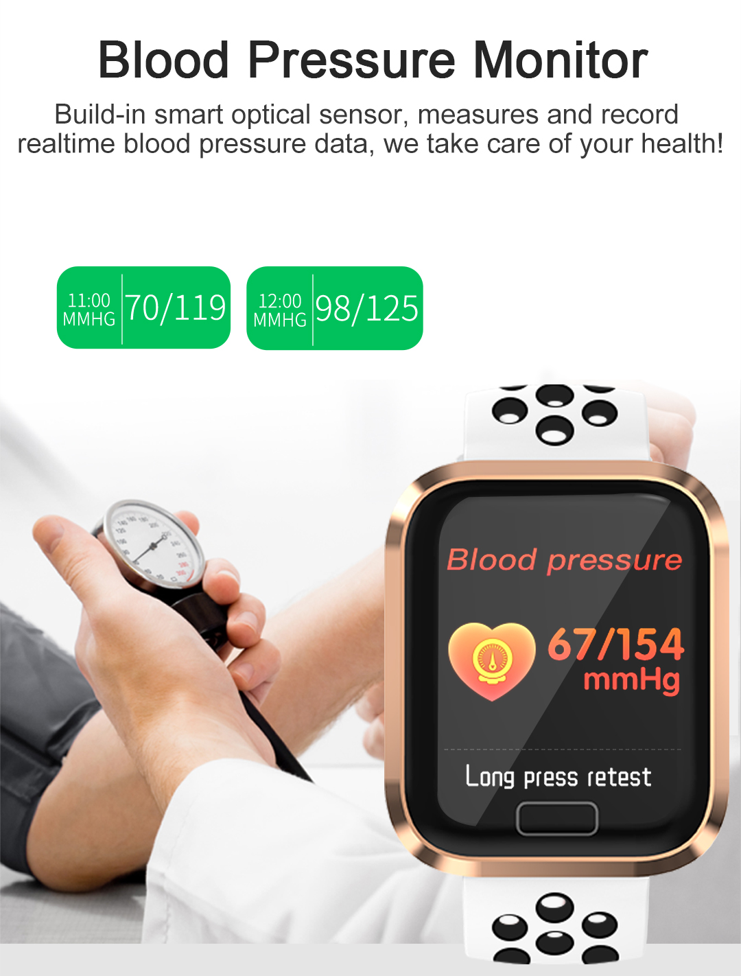 Digital Square Shape Smartwatch Bracelet M56 1.3inch Call Message Reminder