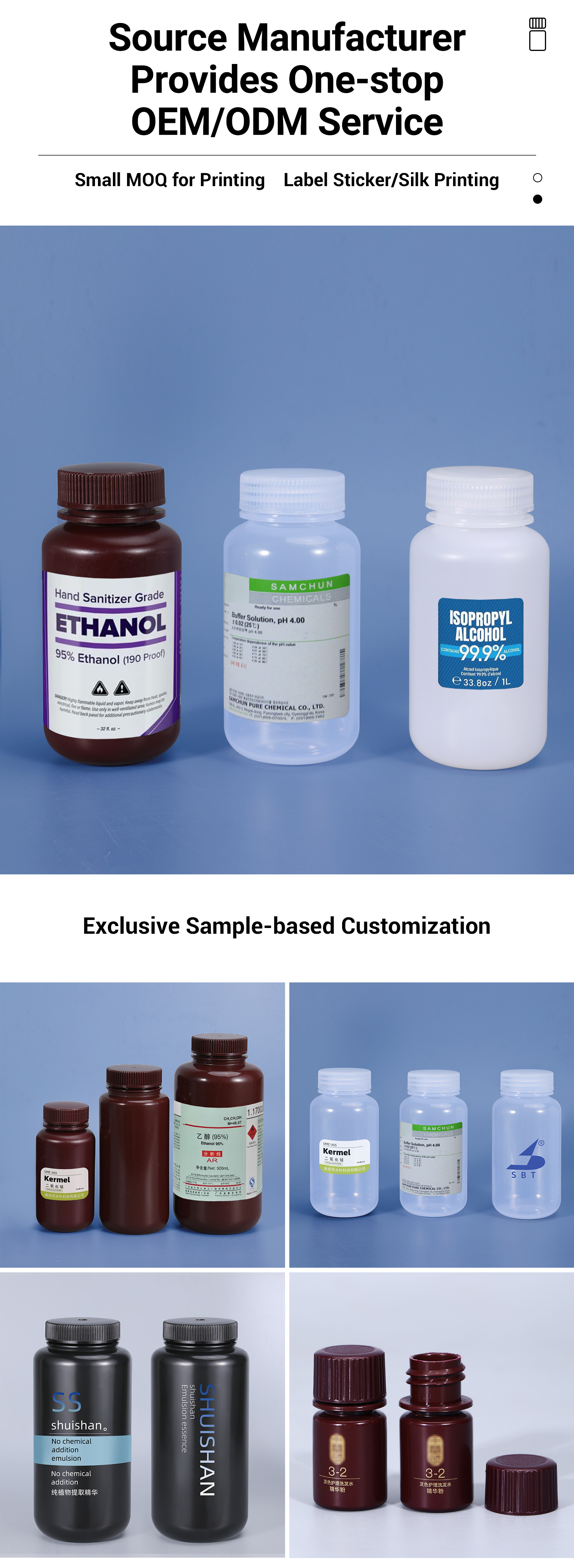Empty Round Reagent Containers BPA Free PP Polypropylene Bottles