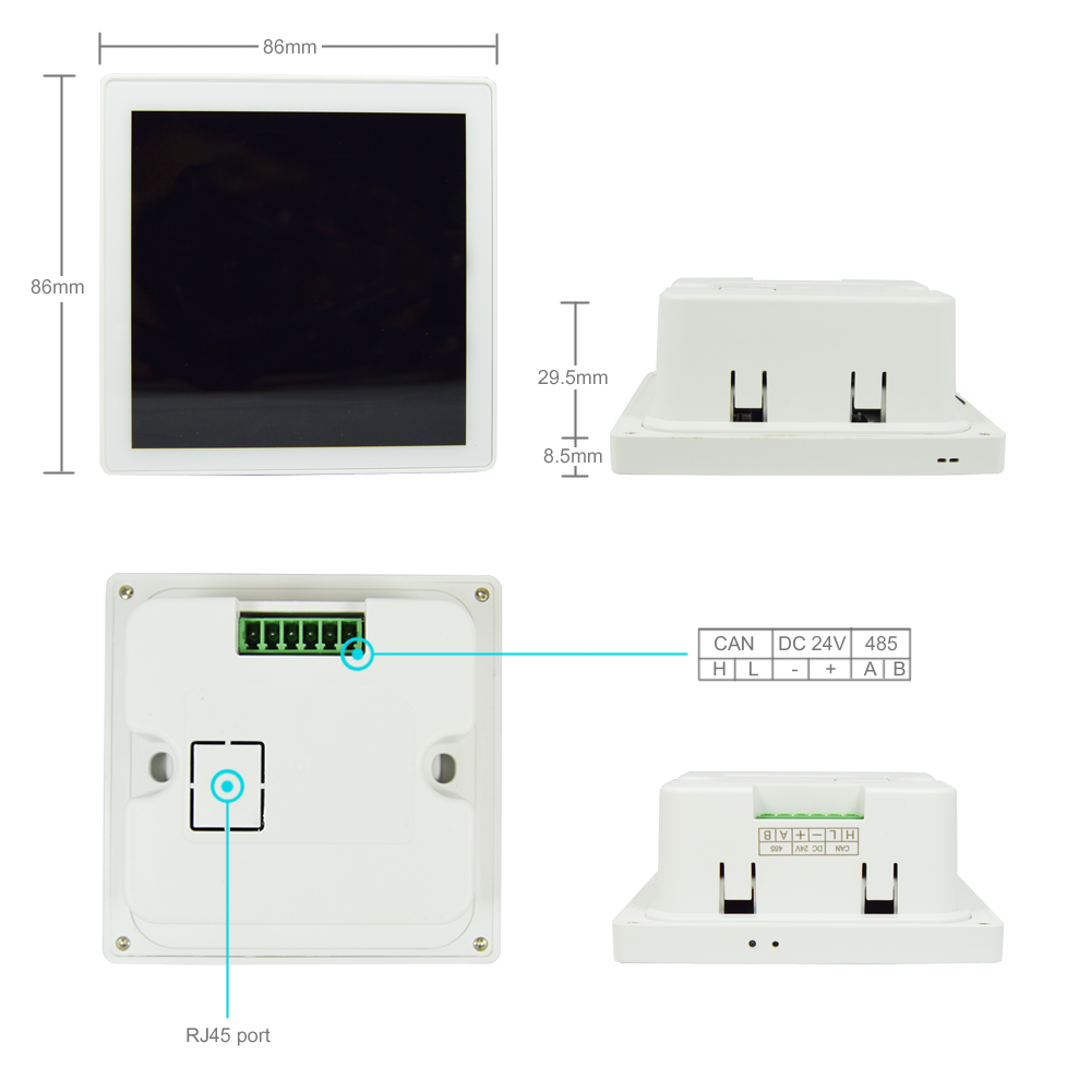 Alexa Compatible WIFI Smart Wall Light Switch 86 * 86 * 38mm WIFI And RJ45 Support