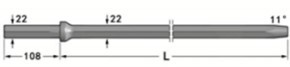 Rock Drilling H22 Tapered Drill Rod 500mm-6400mm Length With 7° Taper Angle