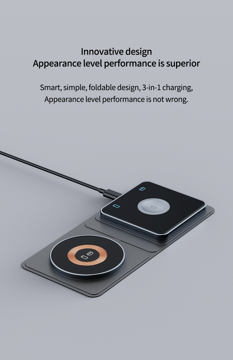 15W Fast Charging 2 In 1 Foldable Wireless Charger with QC3.0 Function and Magnetic Design