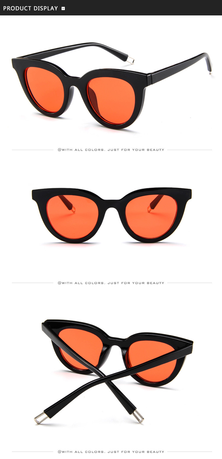 UV400 Round Women Retro Ladies Oval Sunglasses Acrylic Lens