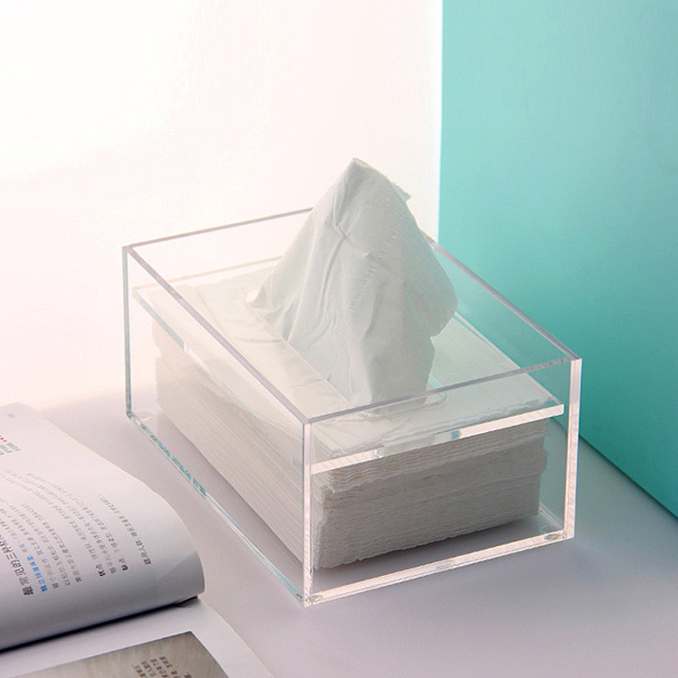 Rectangular Design Acrylic Box Lucite Tissue Holder For Home Restaurant Hotel