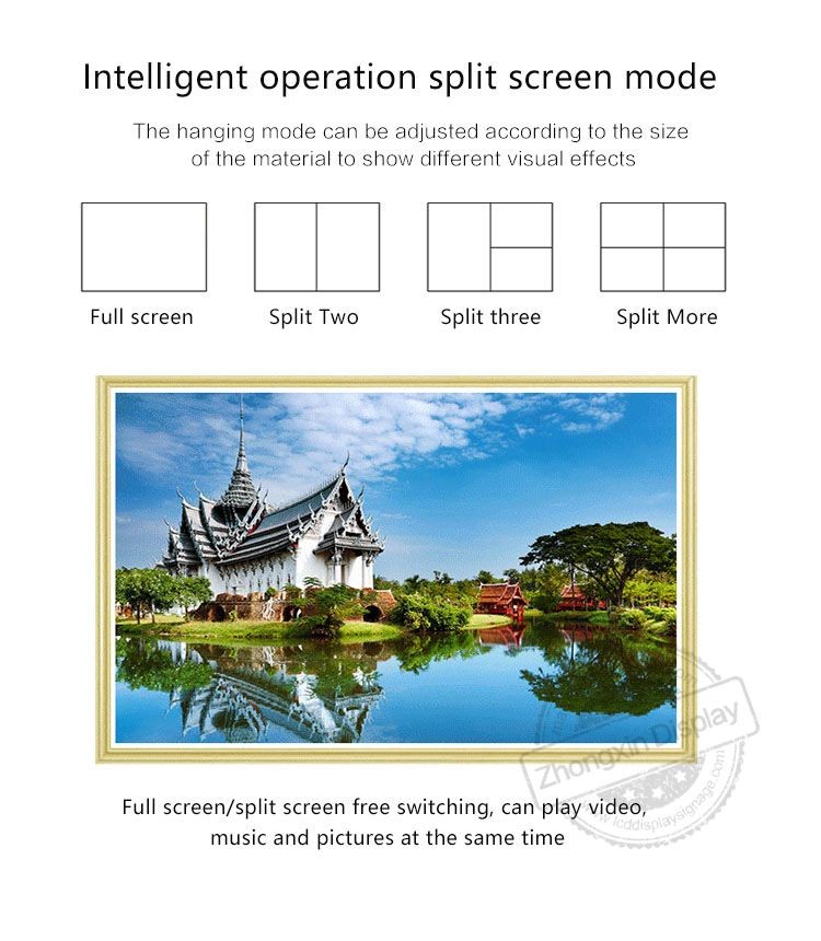 32inch Contrast 1920 X 1080 Pixels LCD Picture Frame Large Burlywood Frame Color HDMI/VGA/USB Connectivity