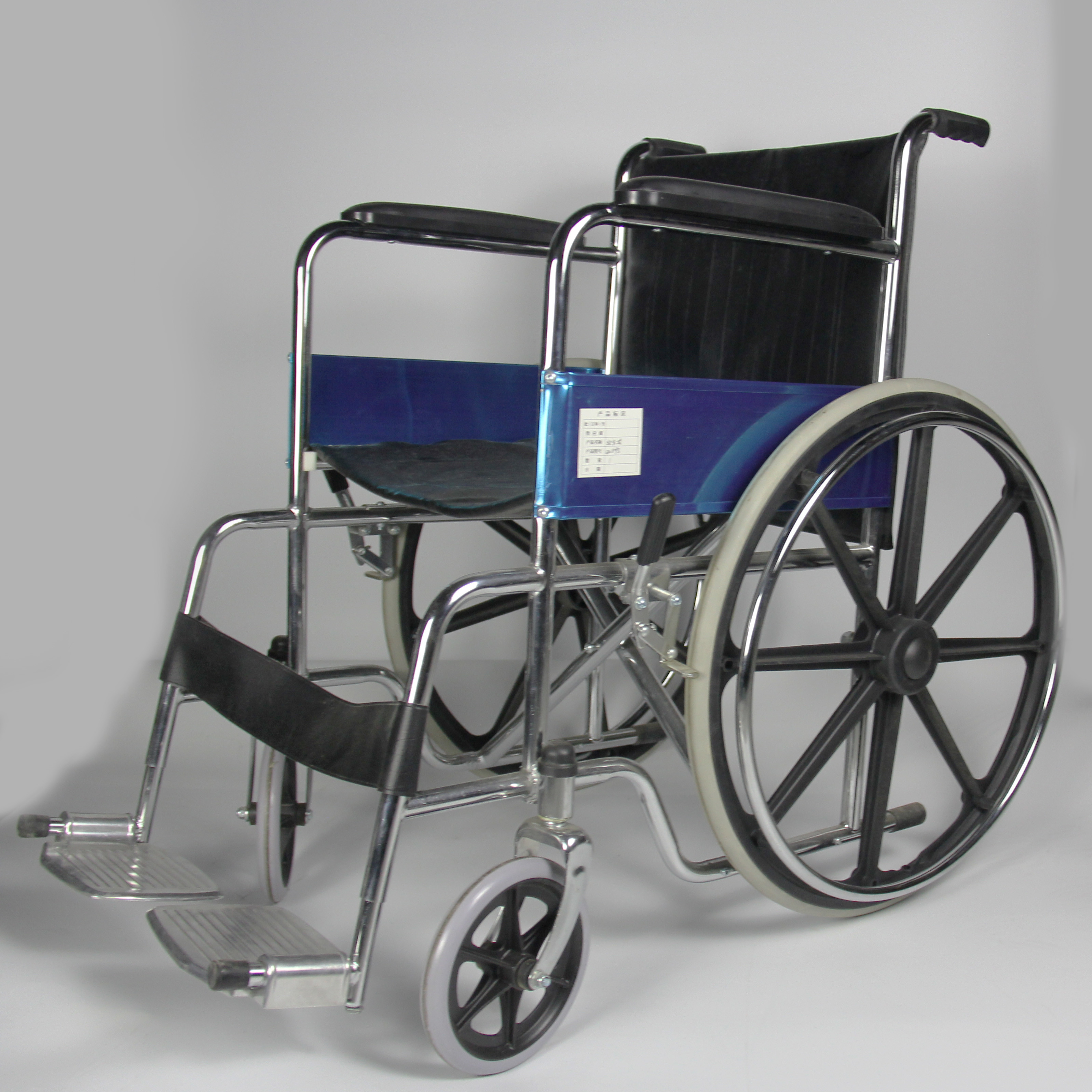 Post Surgical Care Folding Transport Wheelchair With Chromed Steel Frame
