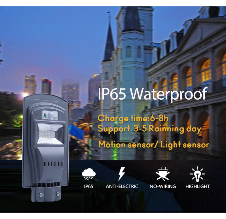 AC 85-265V Input Voltage Integrated All-In-One Solar Street Light With LED Light