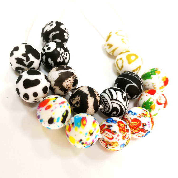 Chewable Leopard Print Silicone Beads 12mm Silicone Beads DIY Baby Toy