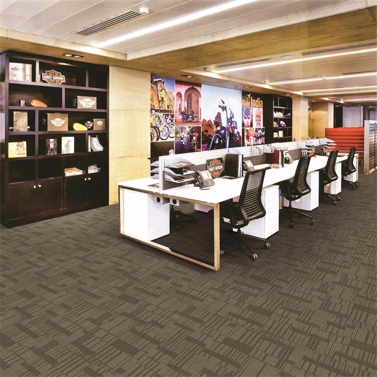 Foldable Office Carpet Flooring , Pp Carpet Tile Multi Level Loop Stripe Style