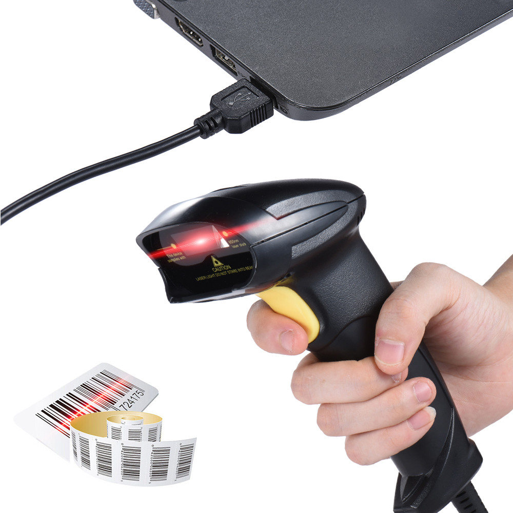 Bi Directional Laser 1D Barcode Scanner Handheld For Warehouse Library Supermarket