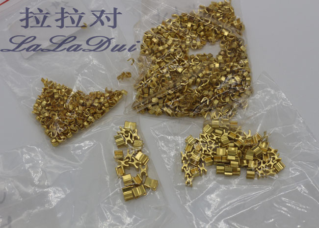 Shiny Golden Zipper Bottom Stop Replacement , Brass Metal Zipper End Stop