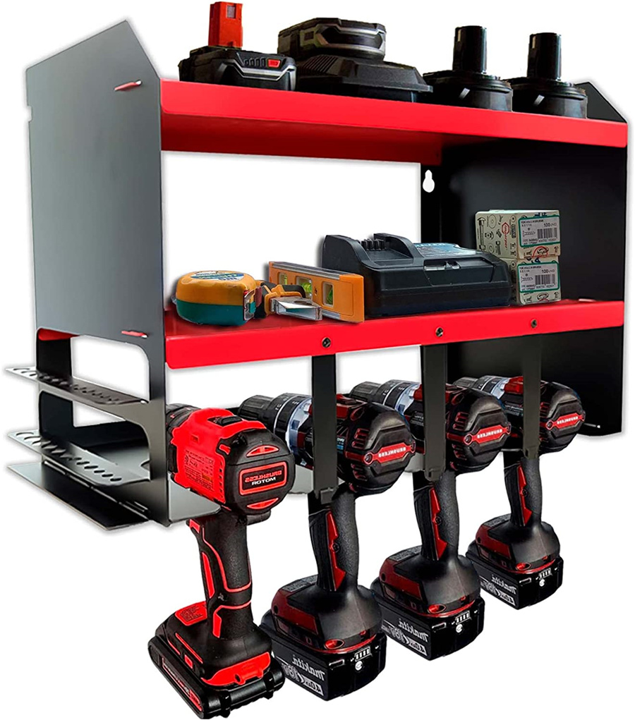2mm Thick Powder Coated Solid Steel Garage Garden Tool Organizer Rack for Quick Access