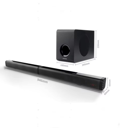 Wireless Bluetooth V5.0 Plastic Soundbar with 100W PMPO and TWO-WAY Audio Crossover