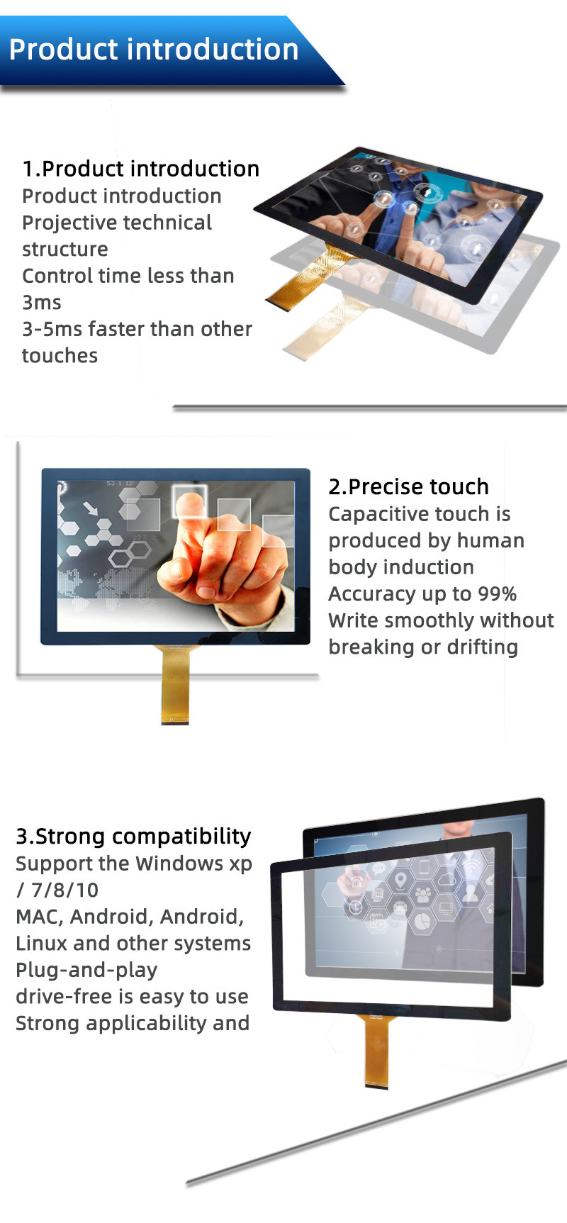 24 Inch Projected Capacitive Touch Screen Panel USB 10 Touch Points Control