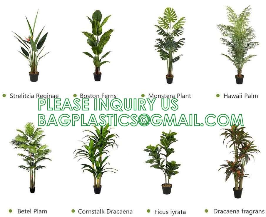 Artificial Trees for Home Decor Plants Large Artificial Tree Branch Green Leaves Real Touch Fake Papaya Tree