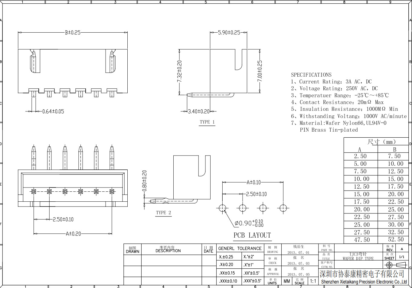 Curved Needle 2.54mm Pitch 2 Pin Wafer Box Connector Right Angle