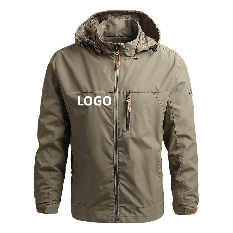 Wholesale Custom Waterpoof Autumn Windbreaker Zip Hoodies Pockets Mesh Outdoor Hiking Mens Coats Plus Size Men Jacket