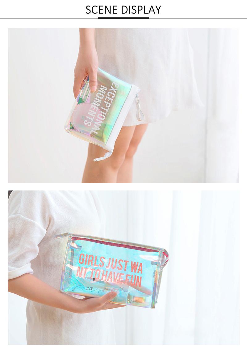 Waterproof Portable Toiletry Travel TPU Holographic Cosmetic Bag