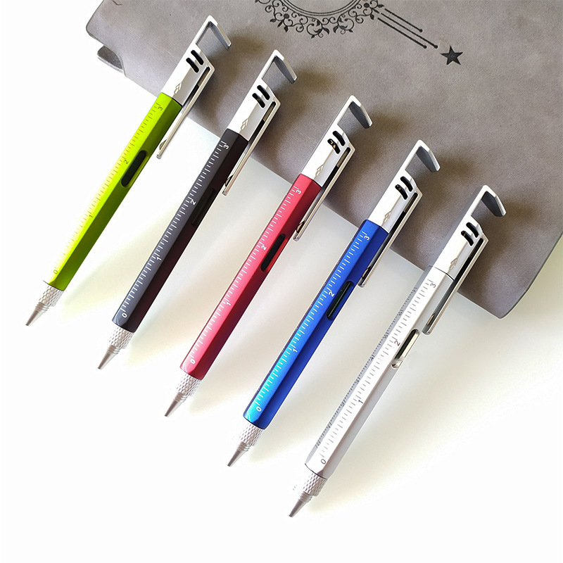 Multi-function Phone Holder Plastic Level Screwdriver Inch Scale Tool Ballpoint Pen OEM/ODM