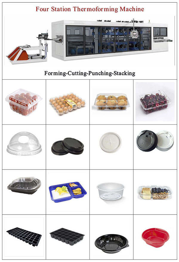 PVC HIPS Automatic Tray Forming Machine Four Pillar Hydraulic