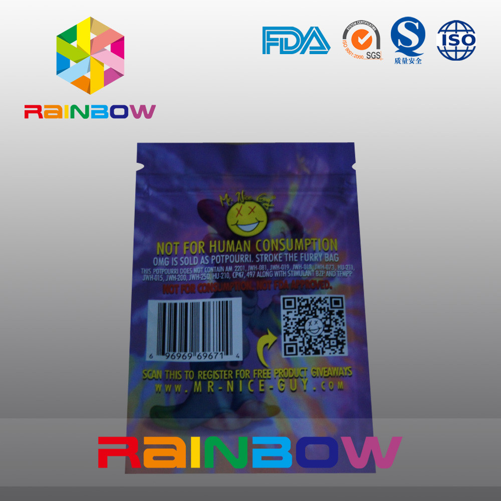 5g OMG Three Side Seal Herbal Incense Packaging Bag With Zipper