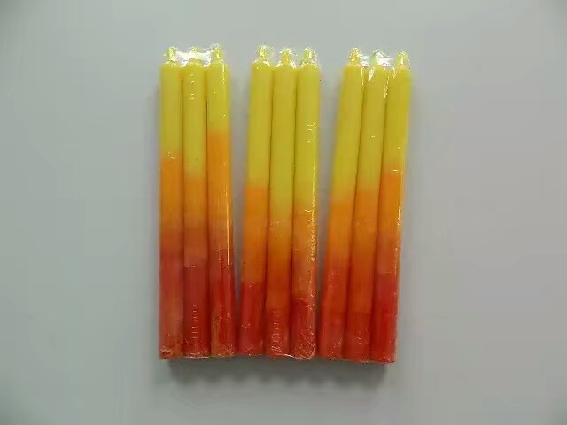 3pk decor 3 tones unscented dinner candle that the body with yellow,light orange and dark orange