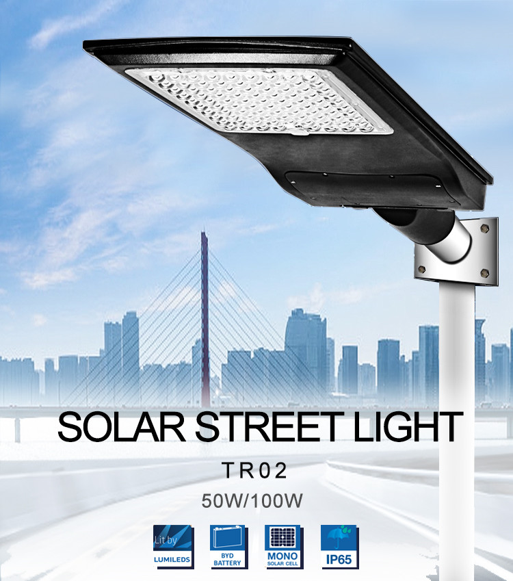 High Lumen 6000k Solar LED Street Light With Inbuilt Batteries IP65 Aluminum Dusk To Dawn
