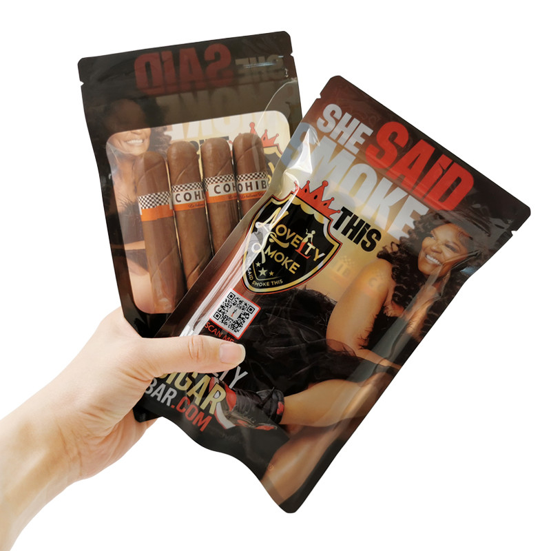 Resealable Custom Plastic Cigar Humidity Ziplock Bags With Display Box