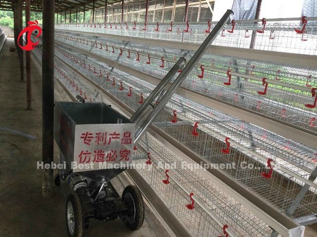 Rechargeable Battery Automatic Chicken Feeding Cart For Chicken Battery Cage Star