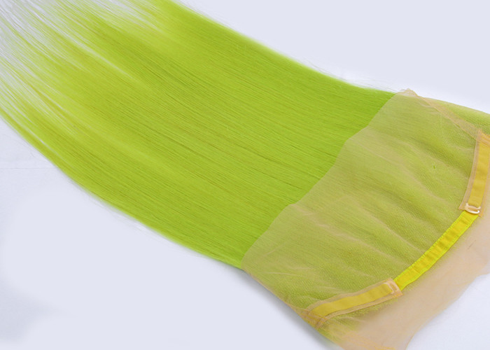 Custom 360 Wig Human Hair Virgin Fluorescent Green Color 20 Inch Straight