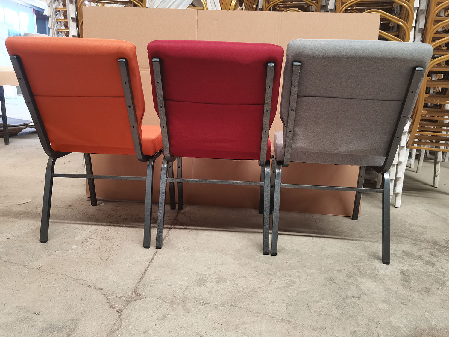 Stackable Padded Church Chairs Grey Auditorium Seating Chairs For School