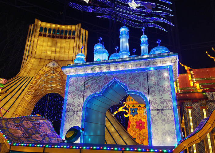 Custom Made Normal Size Life Yellow Doors Decorated With Festive Lights