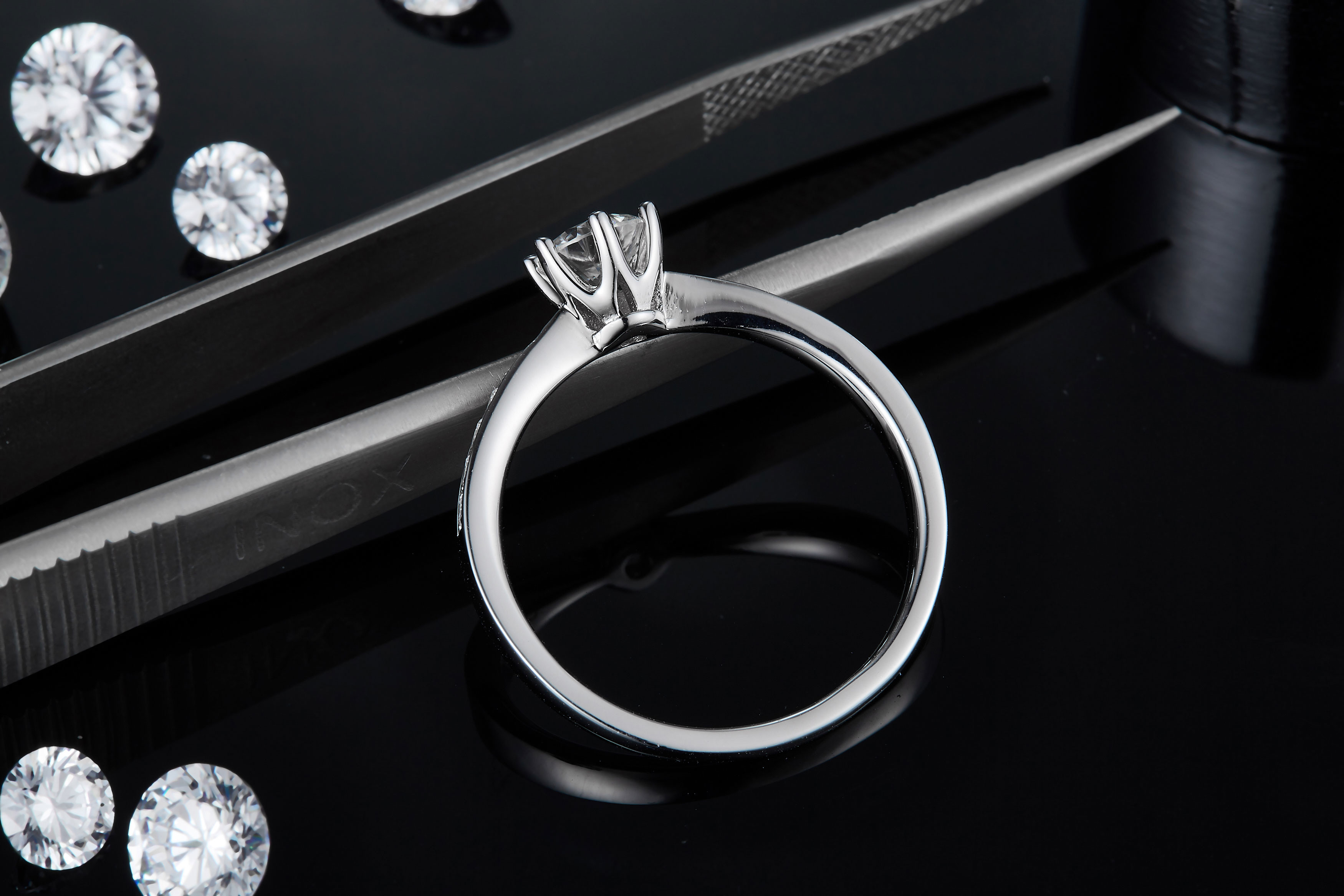 Milgrain Moissanite Engagement Ring 14K White Gold Moissanite Ring Vintage Engagement Ring