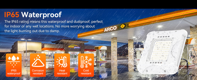 IP65 Waterproof Gas Station Canopy LED Light Fixture UL DLC Certified