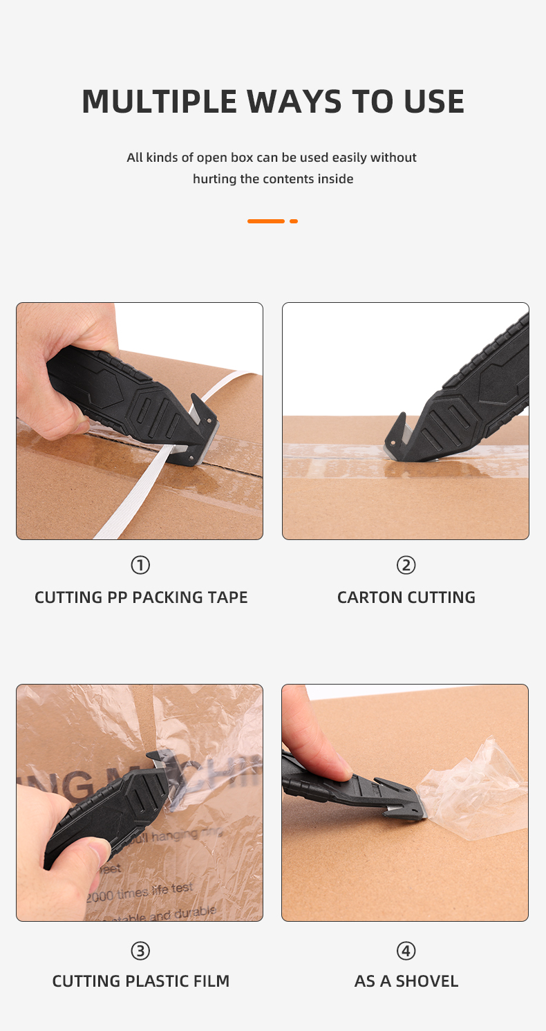 Multifunction Two Sided Concealed Blade Recessed Blade Safety Box Carton Cutter Film Cutter Knife