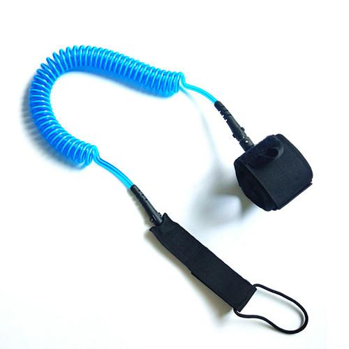Quality Safety Felxible Blue Coiled SUP Leash With Webbing Strap /  Band for sale