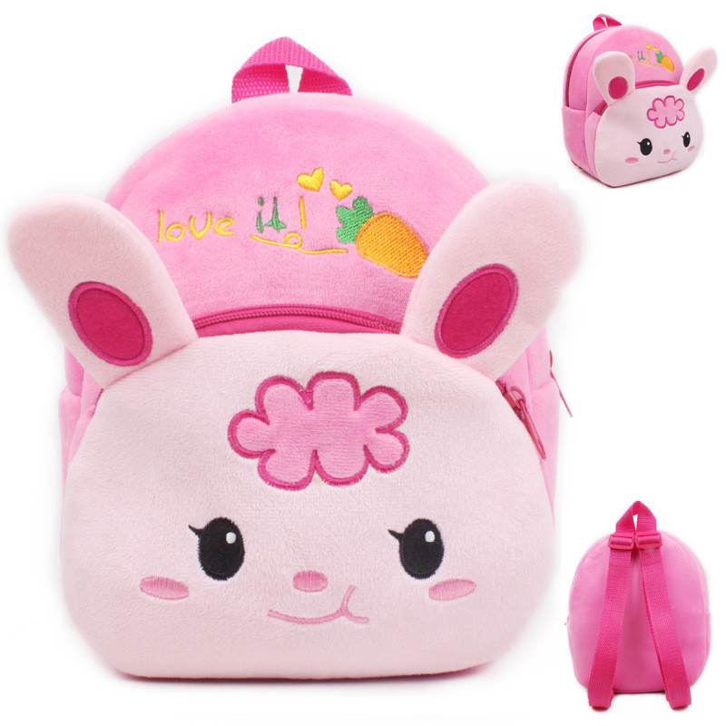 School 3D Cartoon Print Plush Kids Backpack Kindergarten Boys And Girls Mini