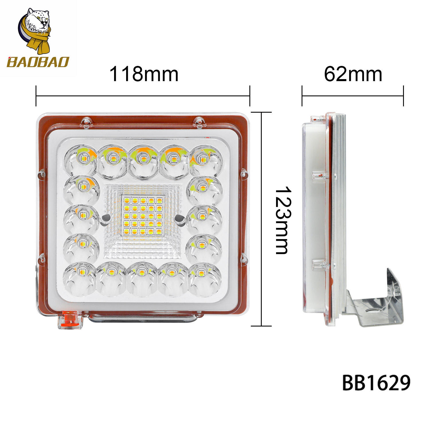 Square White Yellow Flash 4 Inch Hight Brightness Car Outdoor LED Work Lights