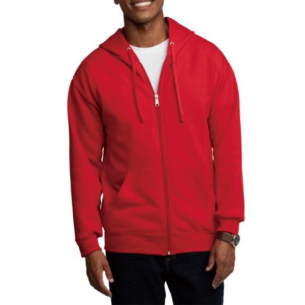 Customized Fashionable Cotton Polyester Red Full Zipper Mens Hoodies Jackets