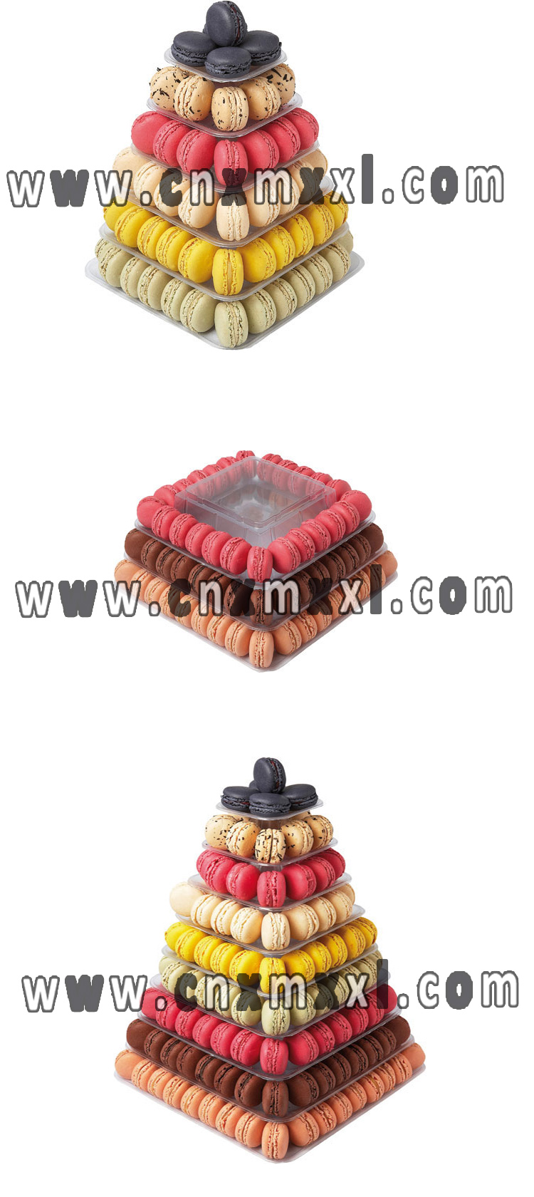 9 Tier Plastic Square Macaron Tower Stand Display For French Takeaway Food Packaging