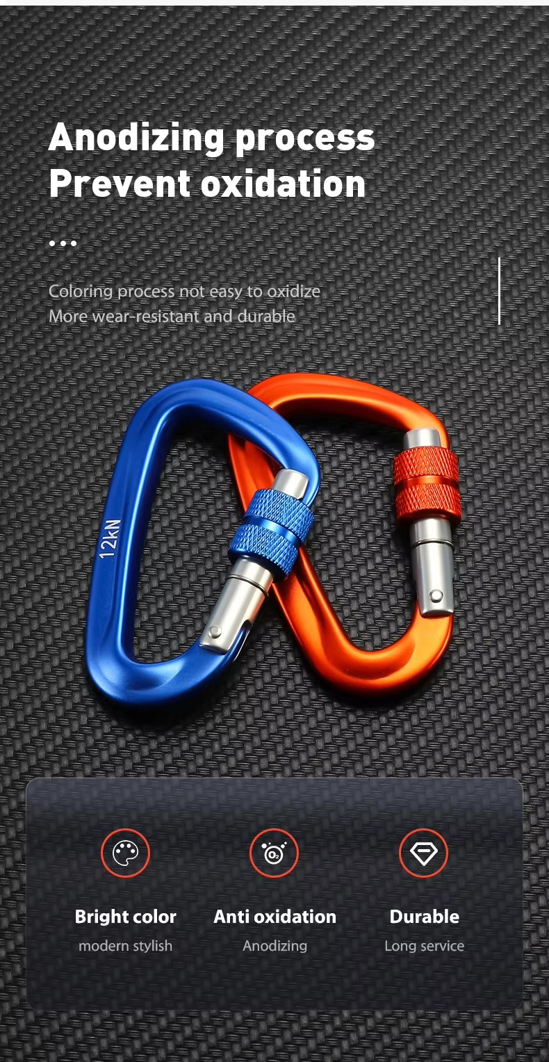 Aluminum Carabiner Small Safety Snap Hook Clip Keychain Locking OEM Acceptable