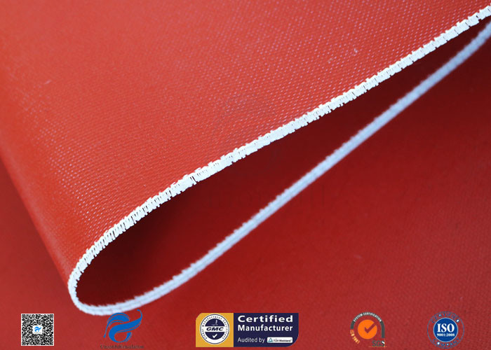 1010gsm Glossy Red Silicone Coated Fiberglass Fabric For Engine Insulation Parts