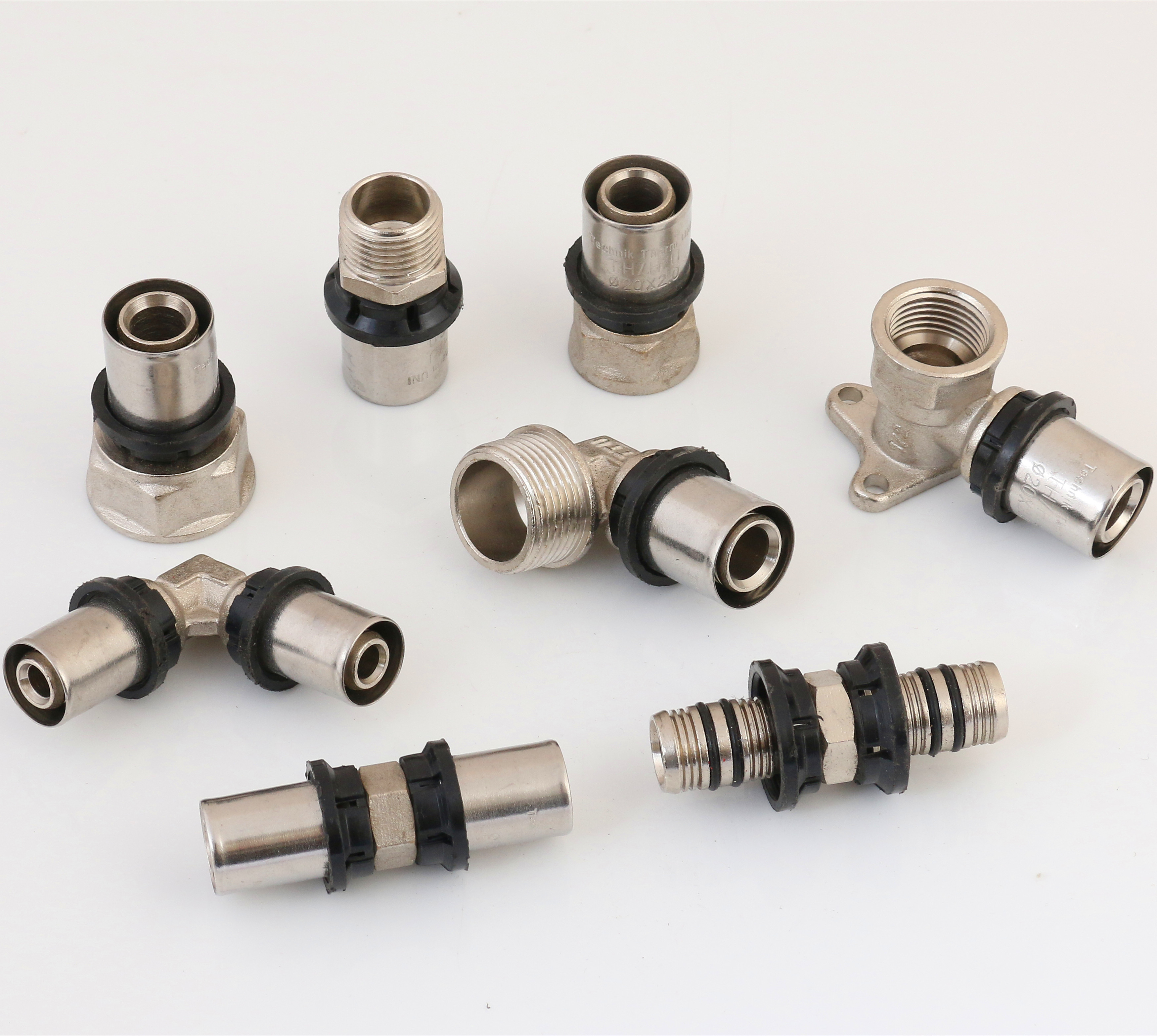 Brass press pipe fitting th type wallplate elbow female connector for pex al pex plumbing fittings