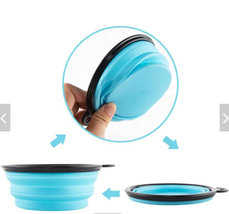 TPE Rubber Slow Feeder Dog Bowl Collapsible Silicone Portable Foldable Raised Dog Bowls