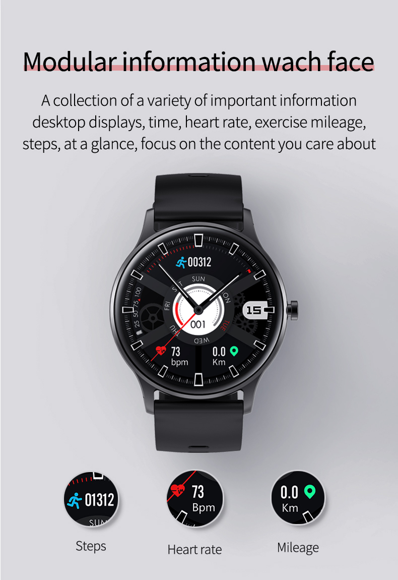 1.28inch IP67 smart bluetooth bracelet PC ABS Bottom Shell Material