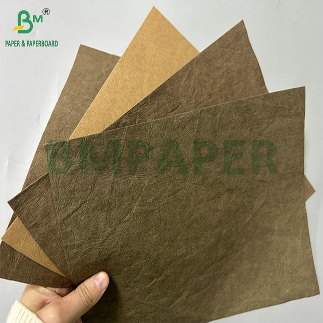 0.3mm 0.55mm 150cm Width Brown Crinkles Prewashed Kraft Fabric For Mkaing Hand Bags 
