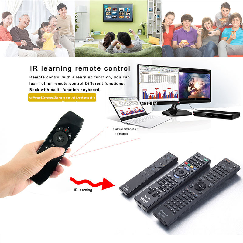 Rechargeable Air Mouse Keyboard Remote Control With IR Learning Function